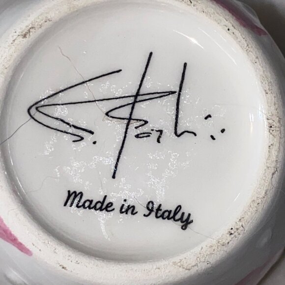 Hand-Painted Ceramic Mug With Pink Lips & Raised Polka Dot Design Made In Italy - Picture 3 of 11